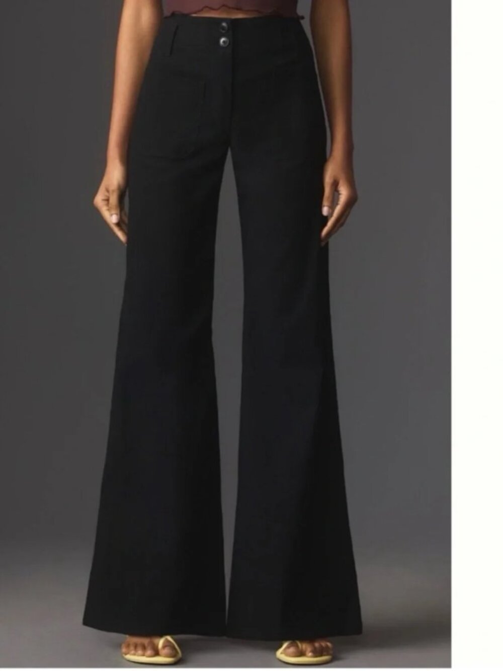 Maeve Junie Jean Black Flare Trousers Size 30 High Rise Anthropologie